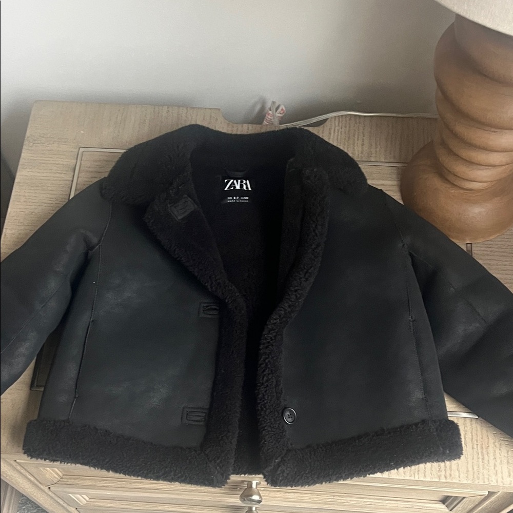 Zara Kids Dark Shearling Coat